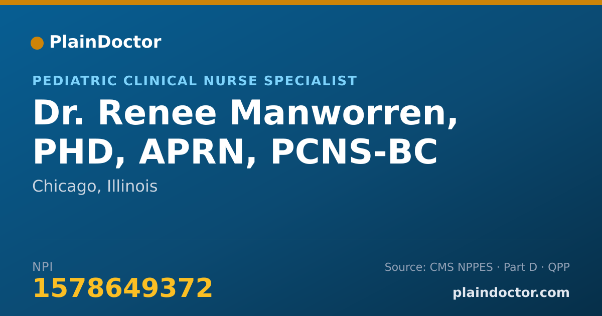 Shareable card for Renee Manworren, PHD, APRN, PCNS-BC - Pediatric Clinical Nurse Specialist, Chicago, IL