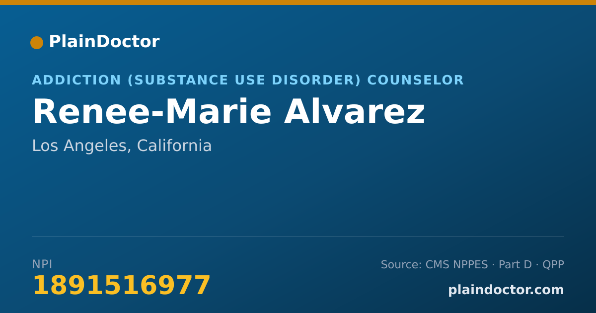 Shareable card for Renee-Marie Alvarez - Addiction (Substance Use Disorder) Counselor, Los Angeles, CA