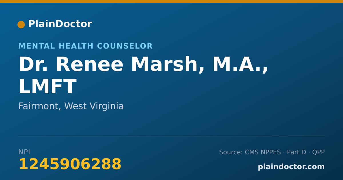Shareable card for Renee Marsh, M.A., LMFT - Mental Health Counselor, Fairmont, WV