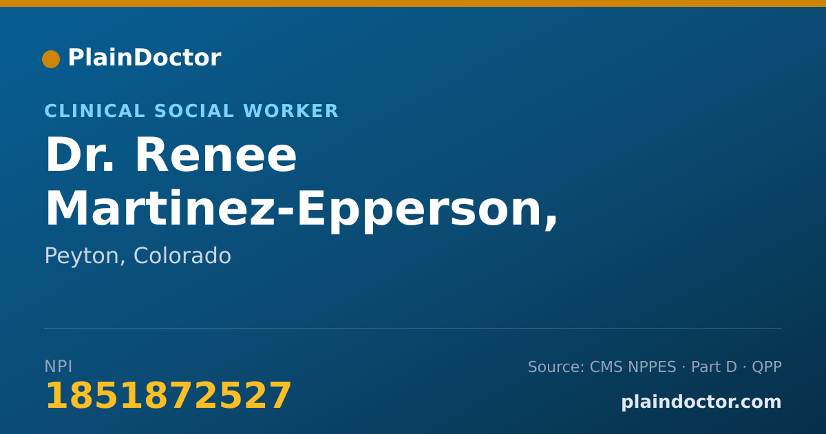 Shareable card for Renee Martinez-Epperson, MSW, LCSW, CAC II - Clinical Social Worker, Peyton, CO