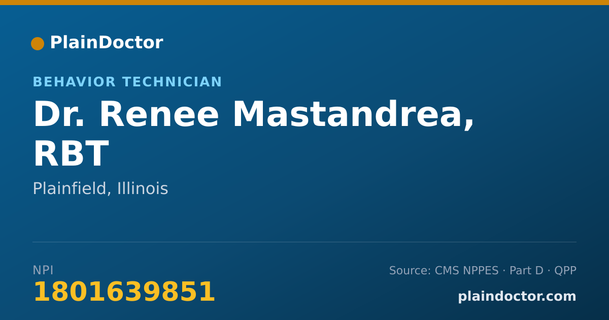 Shareable card for Renee Mastandrea, RBT - Behavior Technician, Plainfield, IL