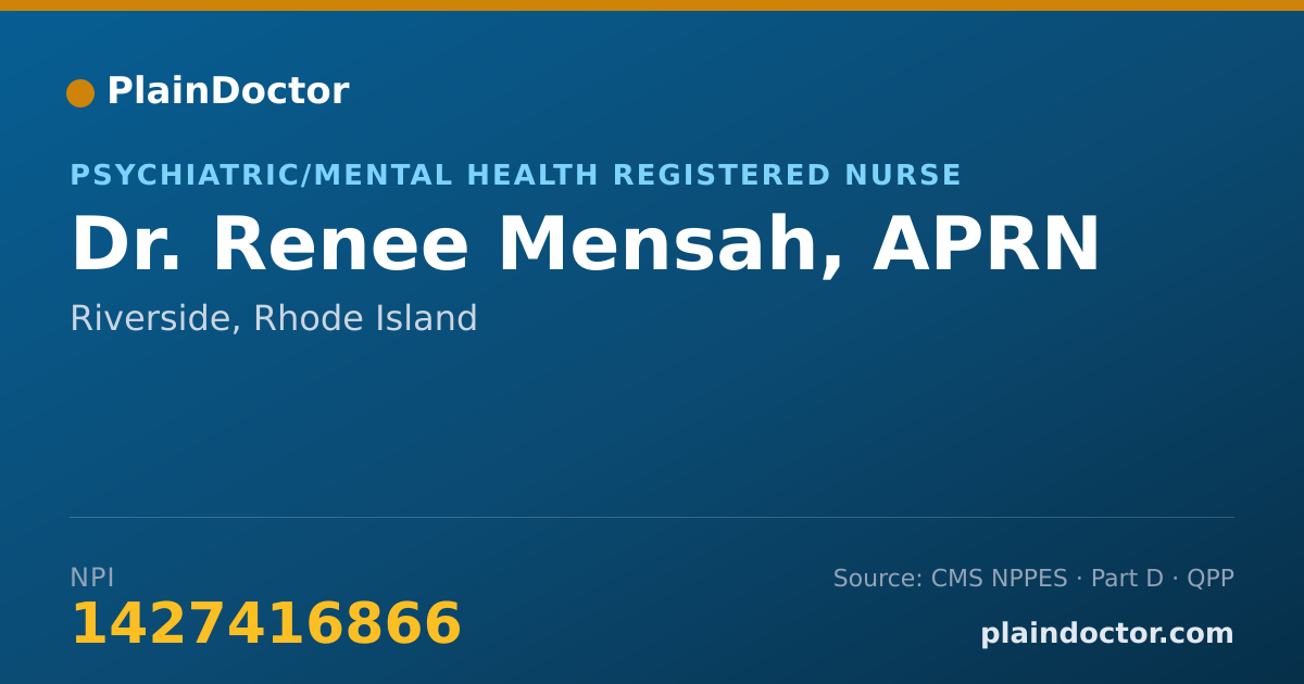 Shareable card for Renee Mensah, APRN - Psychiatric/Mental Health Registered Nurse, Riverside, RI
