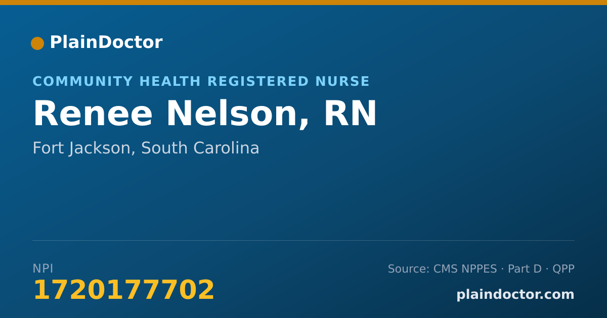Shareable card for Renee Nelson, RN - Community Health Registered Nurse, Fort Jackson, SC