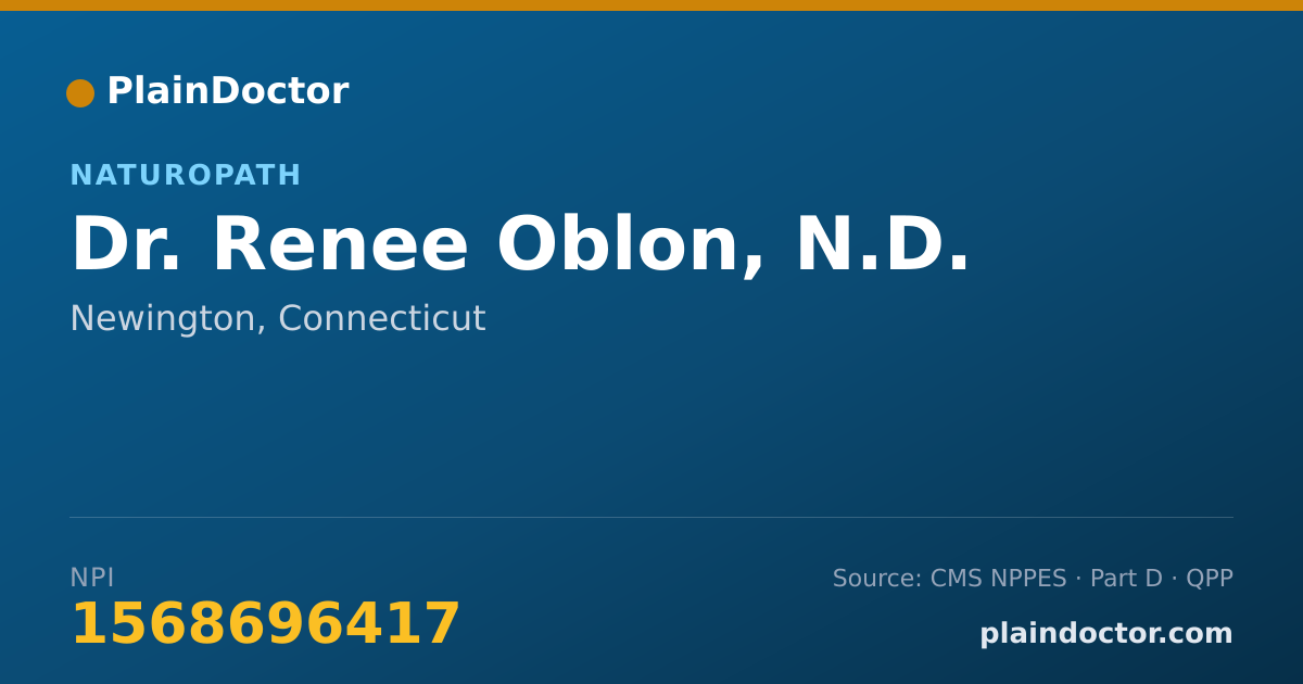Shareable card for Renee Oblon, N.D. - Naturopath, Newington, CT