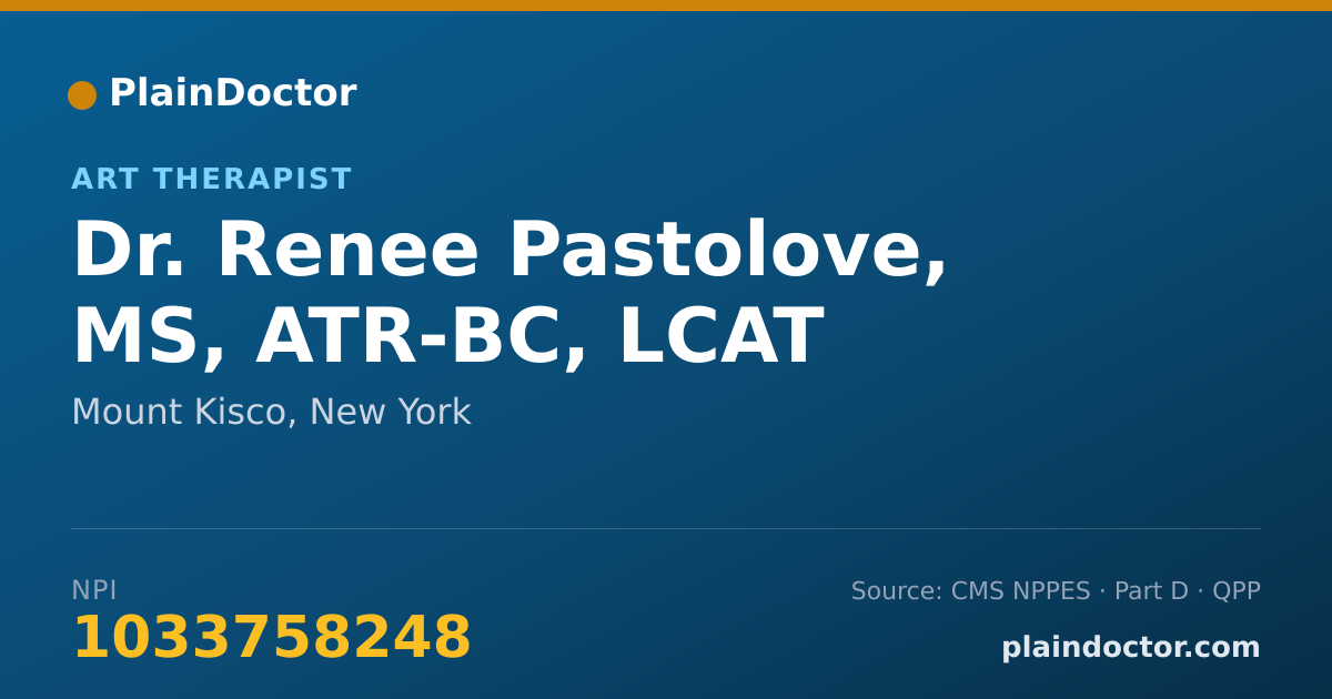 Shareable card for Renee Pastolove, MS, ATR-BC, LCAT - Art Therapist, Mount Kisco, NY