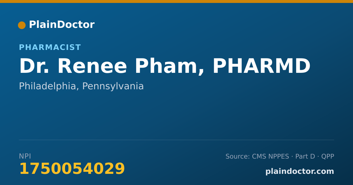 Shareable card for Renee Pham, PHARMD - Pharmacist, Philadelphia, PA