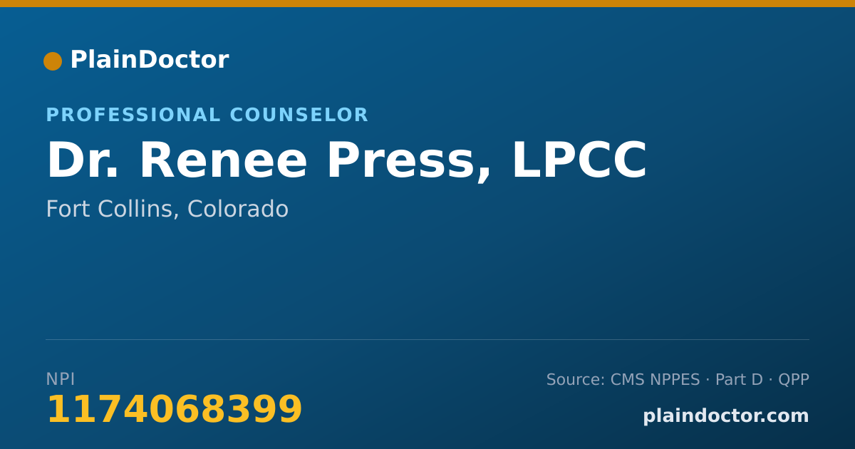 Shareable card for Renee Press, LPCC - Professional Counselor, Fort Collins, CO