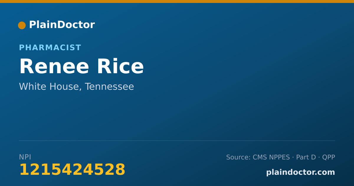 Shareable card for Renee Rice - Pharmacist, White House, TN