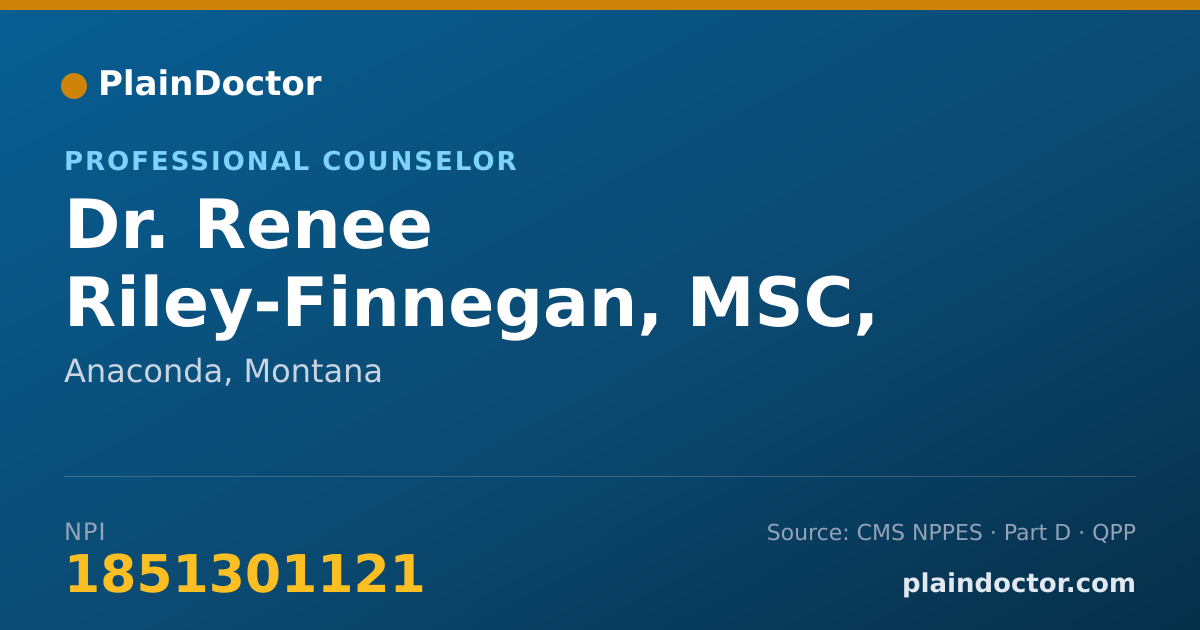 Shareable card for Renee Riley-Finnegan, MSC, LCPC - Professional Counselor, Anaconda, MT