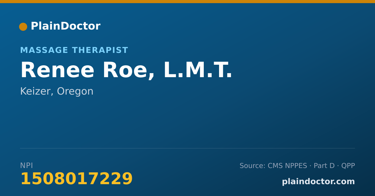 Shareable card for Renee Roe, L.M.T. - Massage Therapist, Keizer, OR