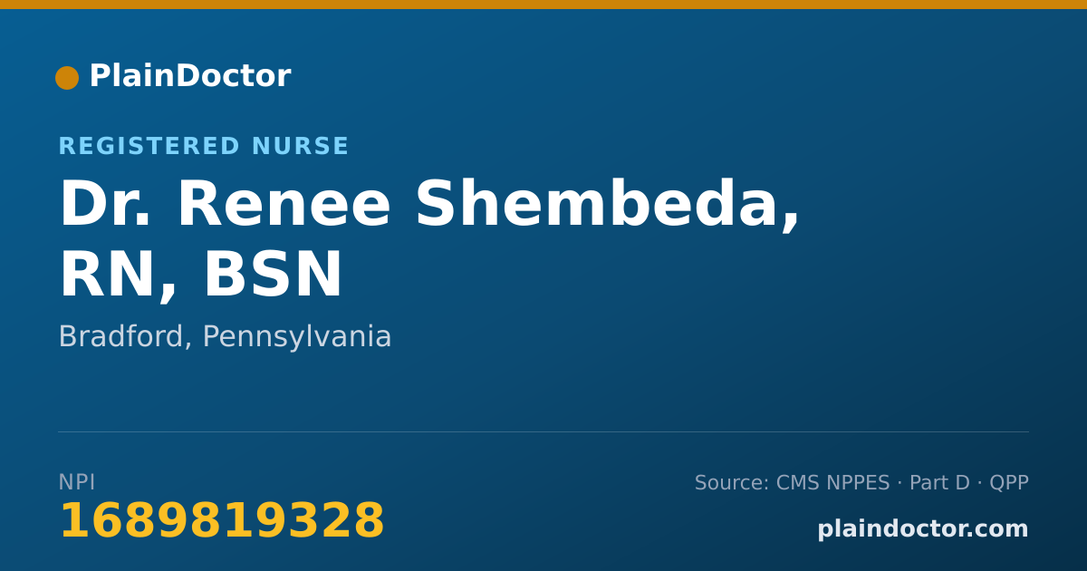Shareable card for Renee Shembeda, RN, BSN - Registered Nurse, Bradford, PA
