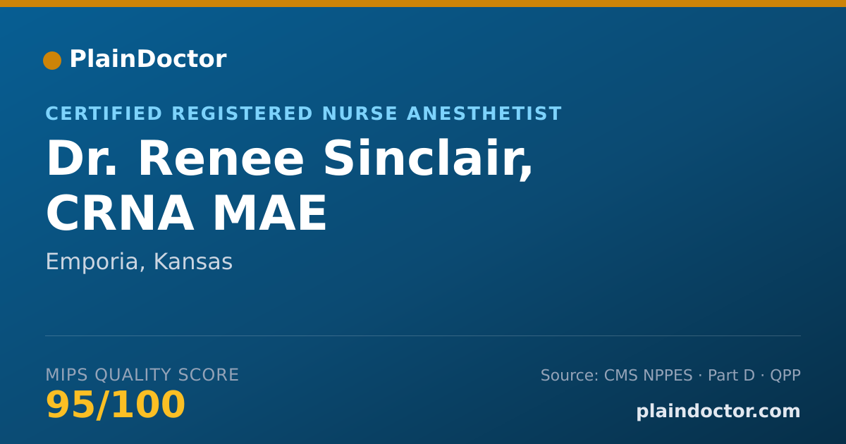 Shareable card for Renee Sinclair, CRNA MAE - Certified Registered Nurse Anesthetist, Emporia, KS