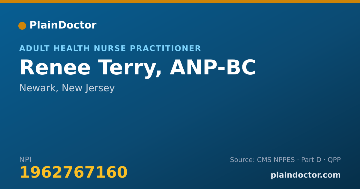 Shareable card for Renee Terry, ANP-BC - Adult Health Nurse Practitioner, Newark, NJ