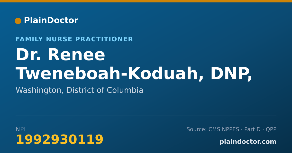 Shareable card for Renee Tweneboah-Koduah, DNP, FNP-C - Family Nurse Practitioner, Washington, DC