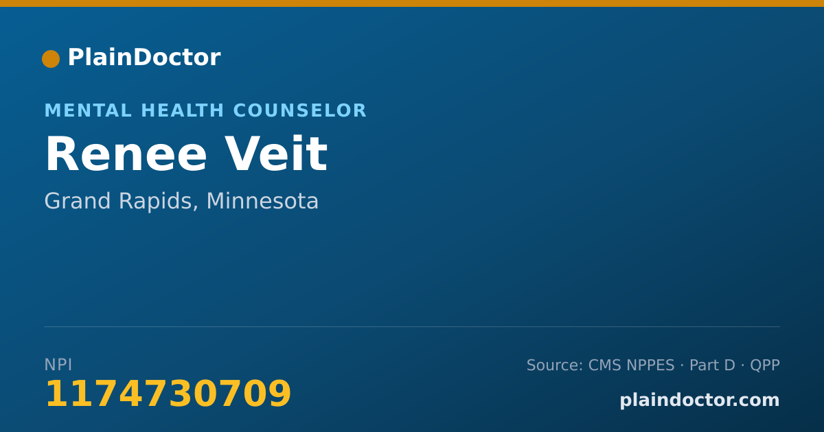 Shareable card for Renee Veit - Mental Health Counselor, Grand Rapids, MN