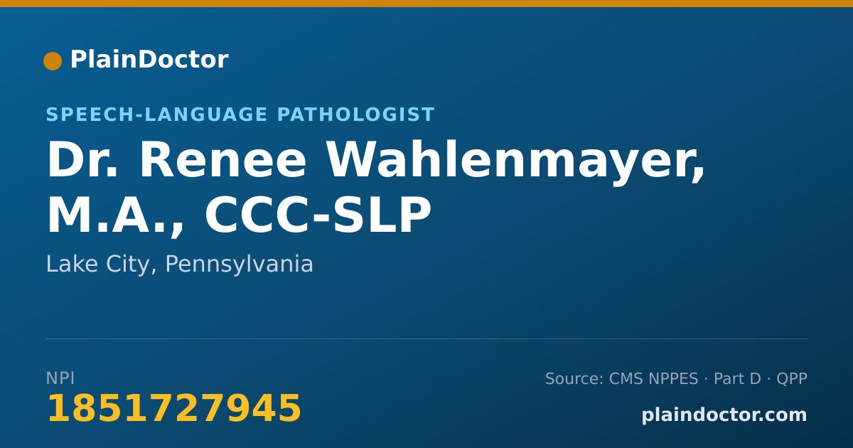 Shareable card for Renee Wahlenmayer, M.A., CCC-SLP - Speech-Language Pathologist, Lake City, PA