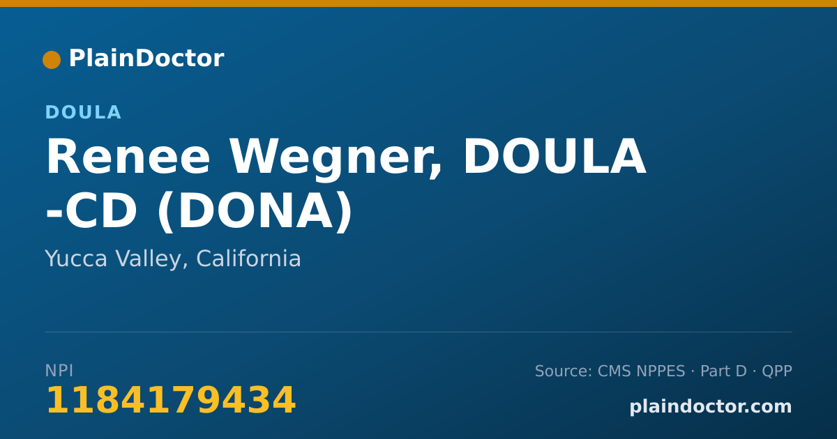 Shareable card for Renee Wegner, DOULA -CD (DONA) - Doula, Yucca Valley, CA