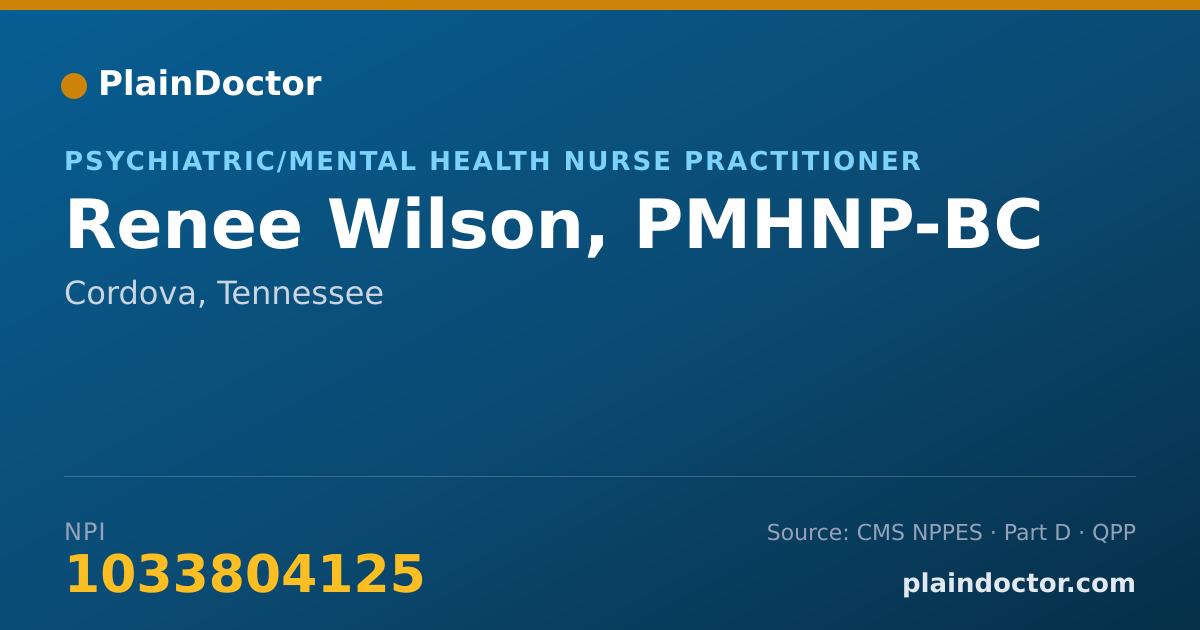 Shareable card for Renee Wilson, PMHNP-BC - Psychiatric/Mental Health Nurse Practitioner, Cordova, TN