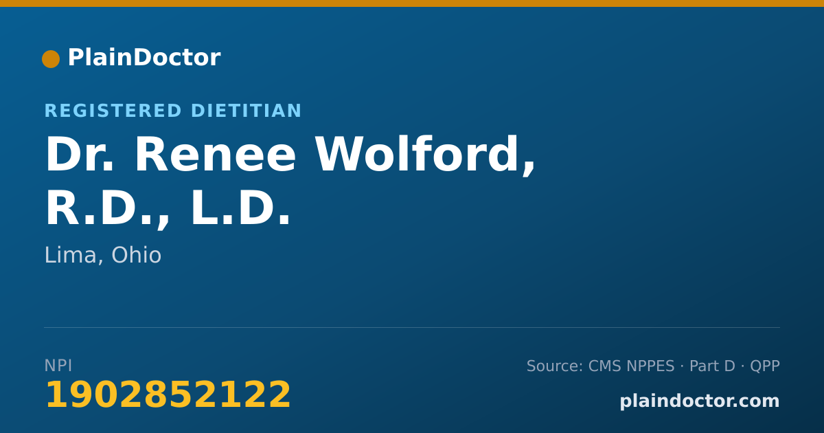 Shareable card for Renee Wolford, R.D., L.D. - Registered Dietitian, Lima, OH