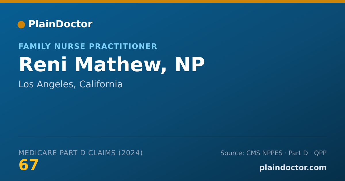 Shareable card for Reni Mathew, NP - Family Nurse Practitioner, Los Angeles, CA