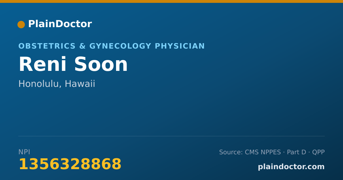 Shareable card for Reni Soon - Obstetrics & Gynecology Physician, Honolulu, HI