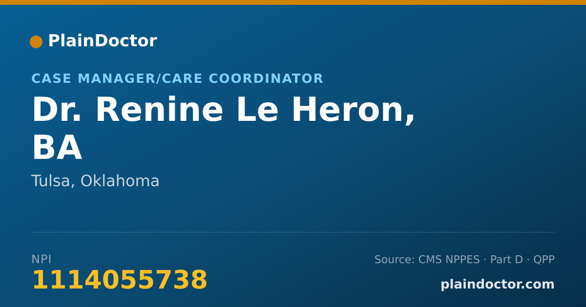 Shareable card for Renine Le Heron, BA - Case Manager/Care Coordinator, Tulsa, OK