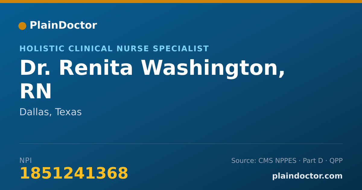 Shareable card for Renita Washington, RN - Holistic Clinical Nurse Specialist, Dallas, TX