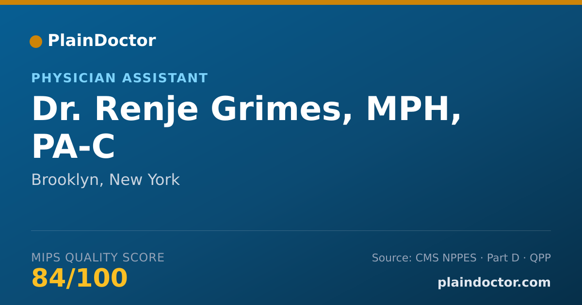 Shareable card for Renje Grimes, MPH, PA-C - Physician Assistant, Brooklyn, NY