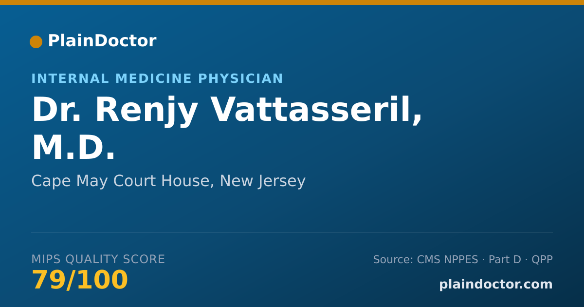 Shareable card for Renjy Vattasseril, M.D. - Internal Medicine Physician, Cape May Court House, NJ