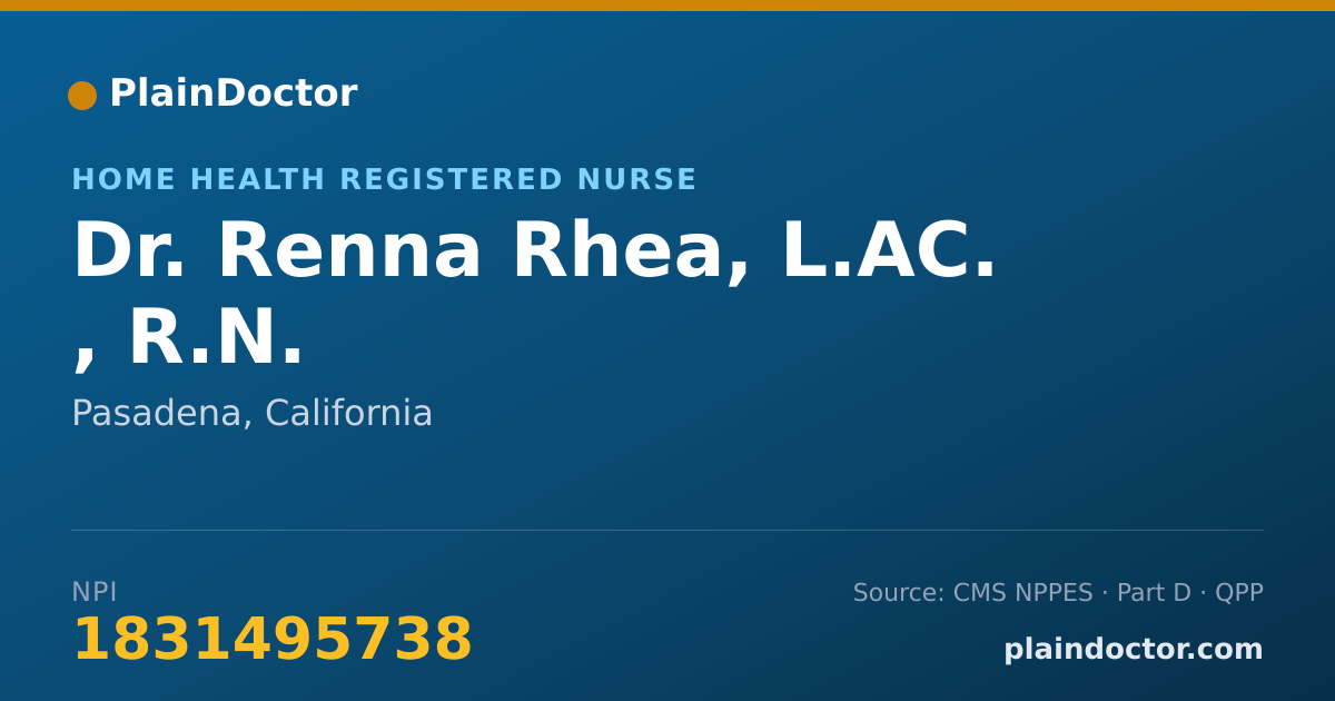 Shareable card for Renna Rhea, L.AC. , R.N. - Home Health Registered Nurse, Pasadena, CA