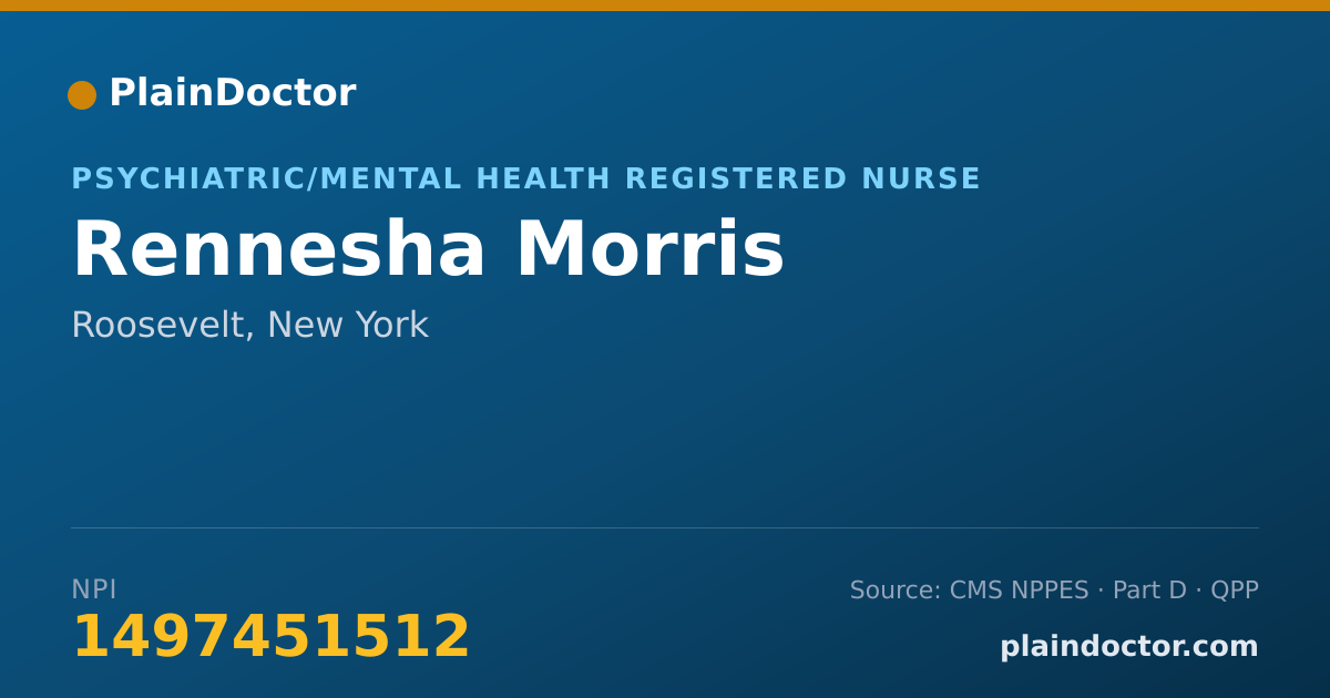 Shareable card for Rennesha Morris - Psychiatric/Mental Health Registered Nurse, Roosevelt, NY