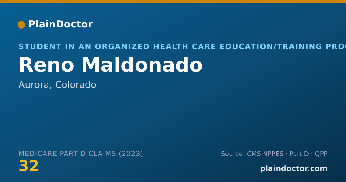 Shareable card for Reno Maldonado - Student in an Organized Health Care Education/Training Program, Aurora, CO