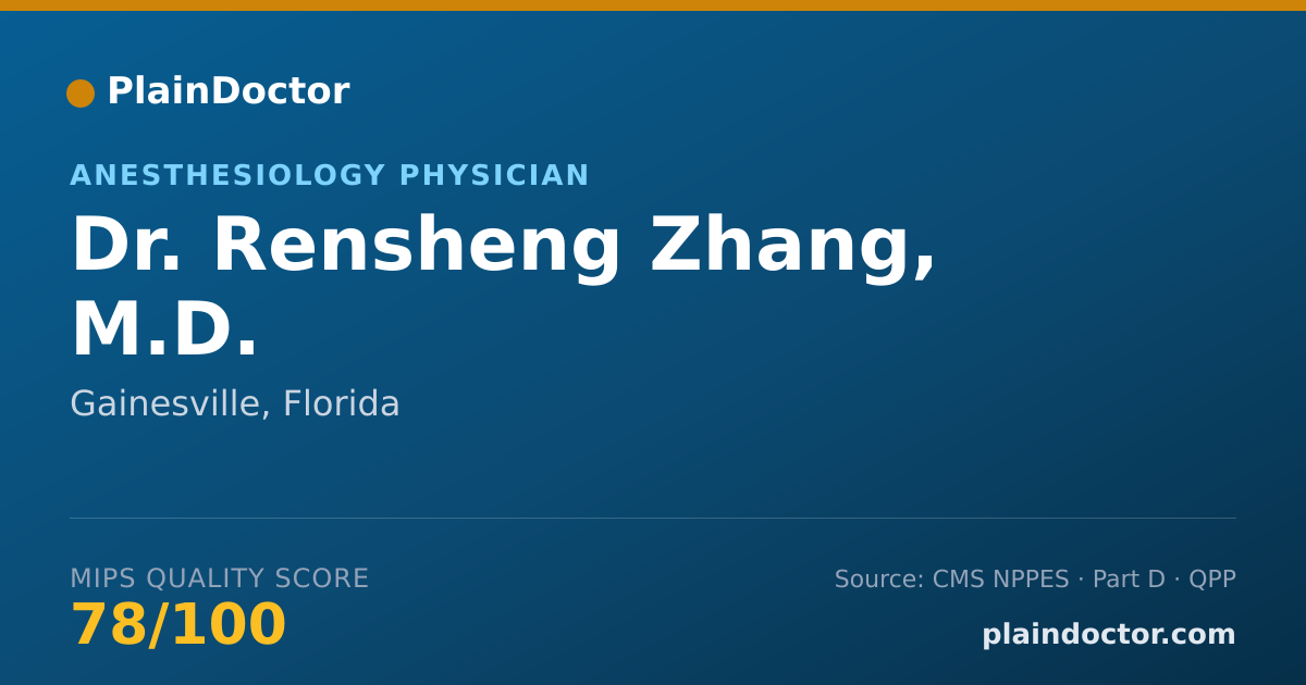 Shareable card for Rensheng Zhang, M.D. - Anesthesiology Physician, Gainesville, FL