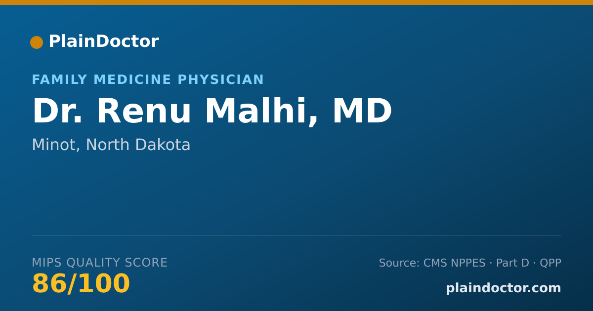 Shareable card for Renu Malhi, MD - Family Medicine Physician, Minot, ND