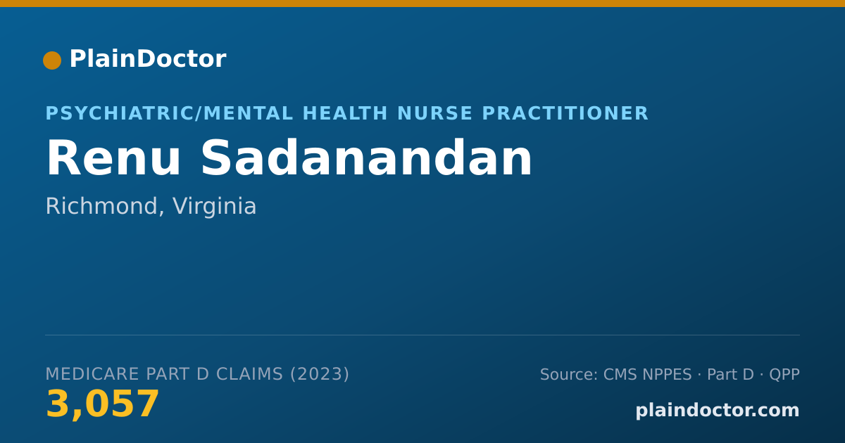 Shareable card for Renu Sadanandan - Psychiatric/Mental Health Nurse Practitioner, Richmond, VA