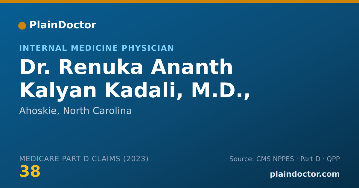 Shareable card for Renuka Ananth Kalyan Kadali, M.D., M.S - Internal Medicine Physician, Ahoskie, NC