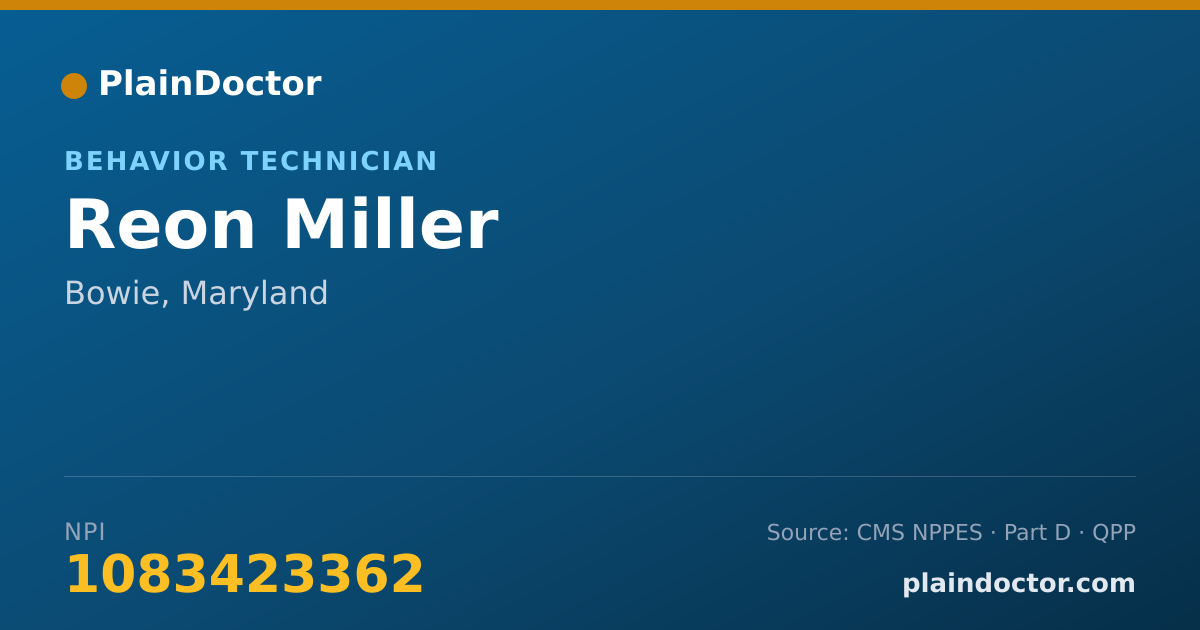 Shareable card for Reon Miller - Behavior Technician, Bowie, MD