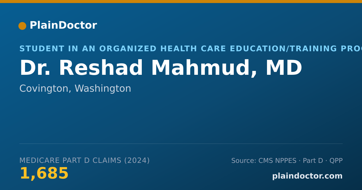 Shareable card for Reshad Mahmud, MD - Student in an Organized Health Care Education/Training Program, Covington, WA