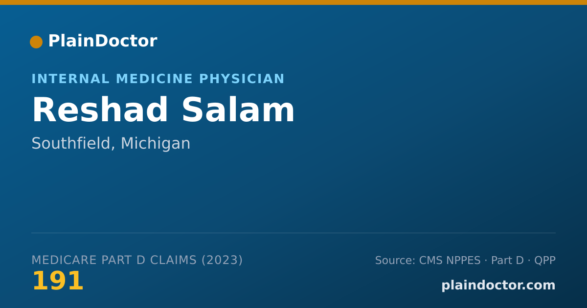 Shareable card for Reshad Salam - Internal Medicine Physician, Southfield, MI