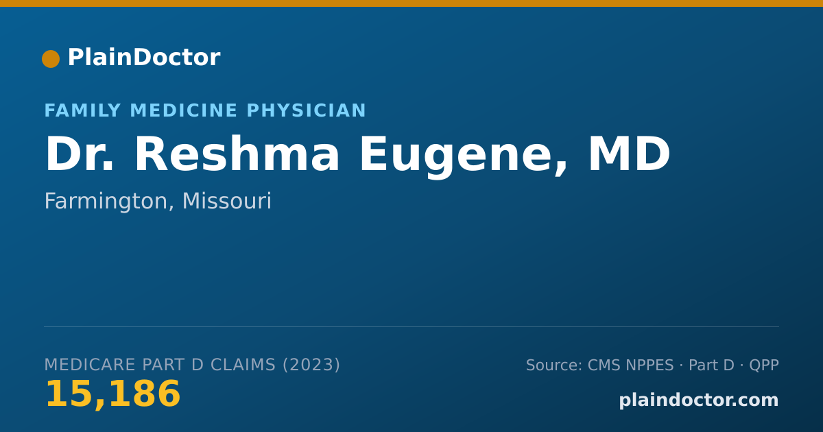 Shareable card for Reshma Eugene, MD - Family Medicine Physician, Farmington, MO