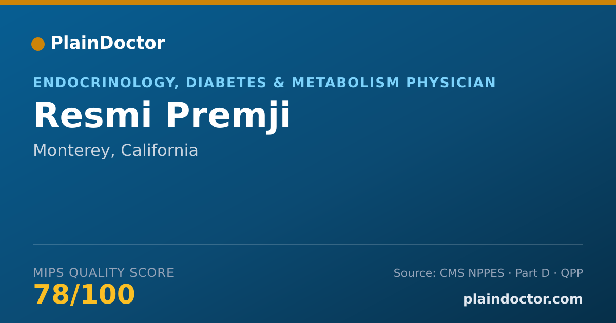 Shareable card for Resmi Premji - Endocrinology, Diabetes & Metabolism Physician, Monterey, CA