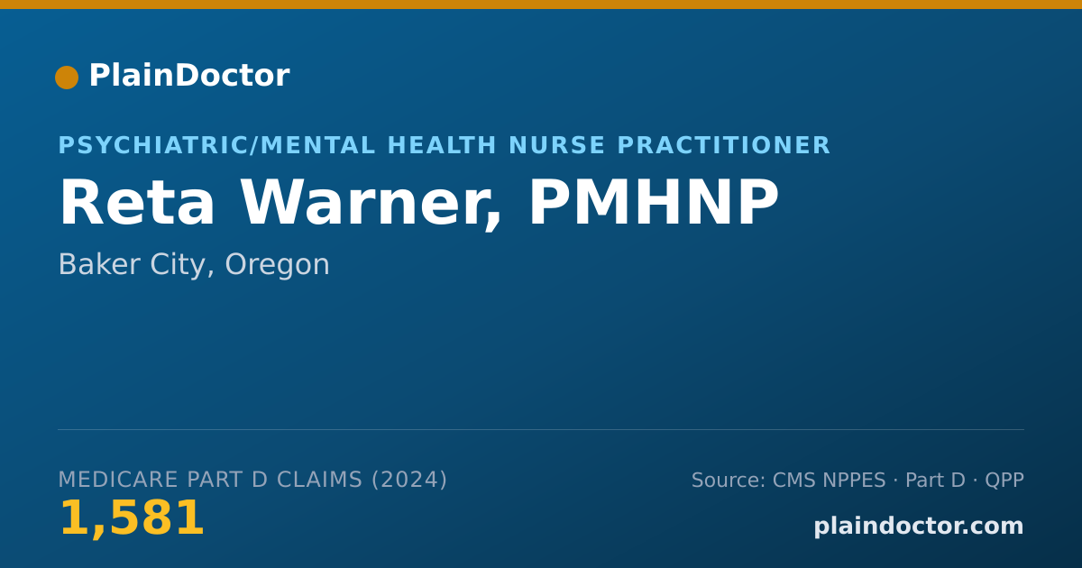 Shareable card for Reta Warner, PMHNP - Psychiatric/Mental Health Nurse Practitioner, Baker City, OR