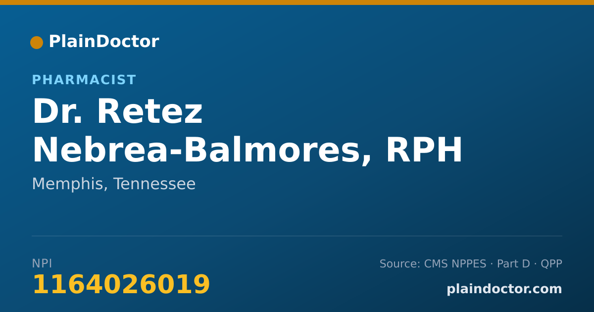 Shareable card for Retez Nebrea-Balmores, RPH - Pharmacist, Memphis, TN