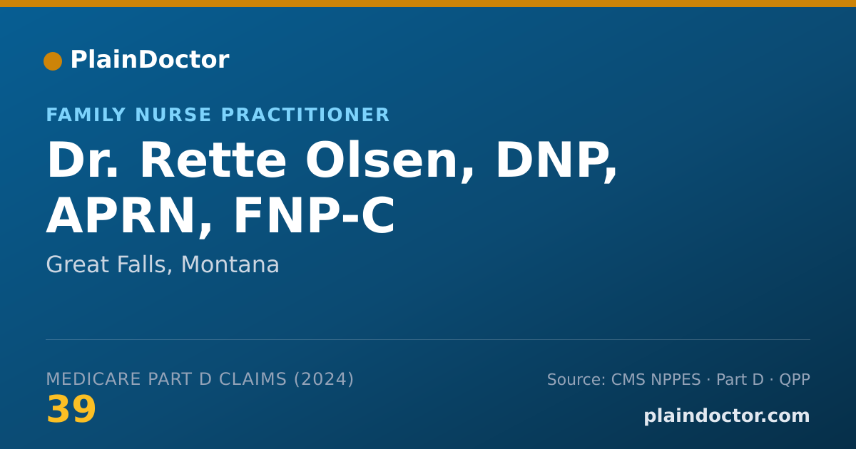 Shareable card for Rette Olsen, DNP, APRN, FNP-C - Primary Care Nurse Practitioner, Great Falls, MT