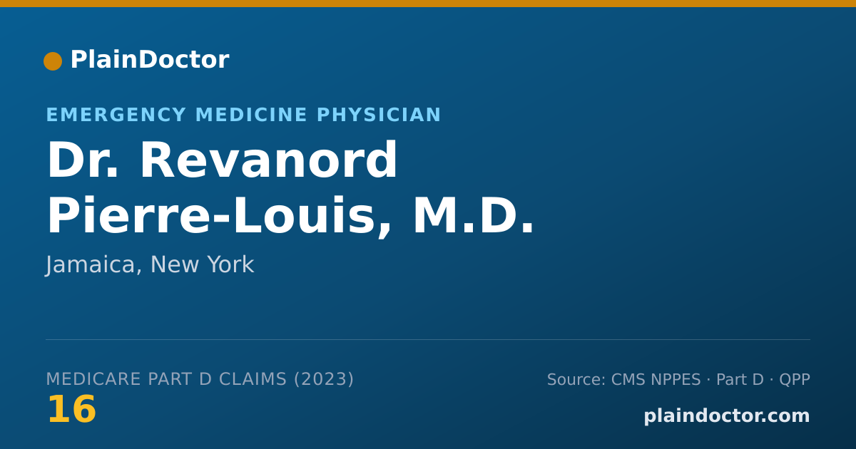 Shareable card for Revanord Pierre-Louis, M.D. - Emergency Medicine Physician, Jamaica, NY
