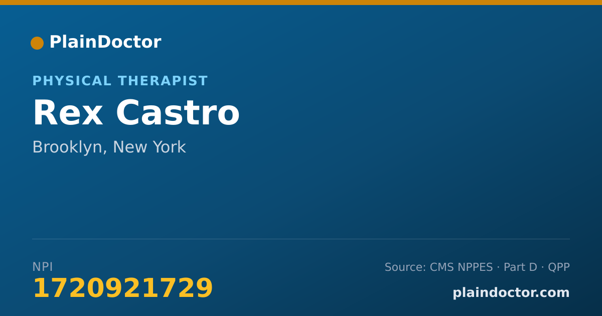 Shareable card for Rex Castro - Physical Therapist, Brooklyn, NY