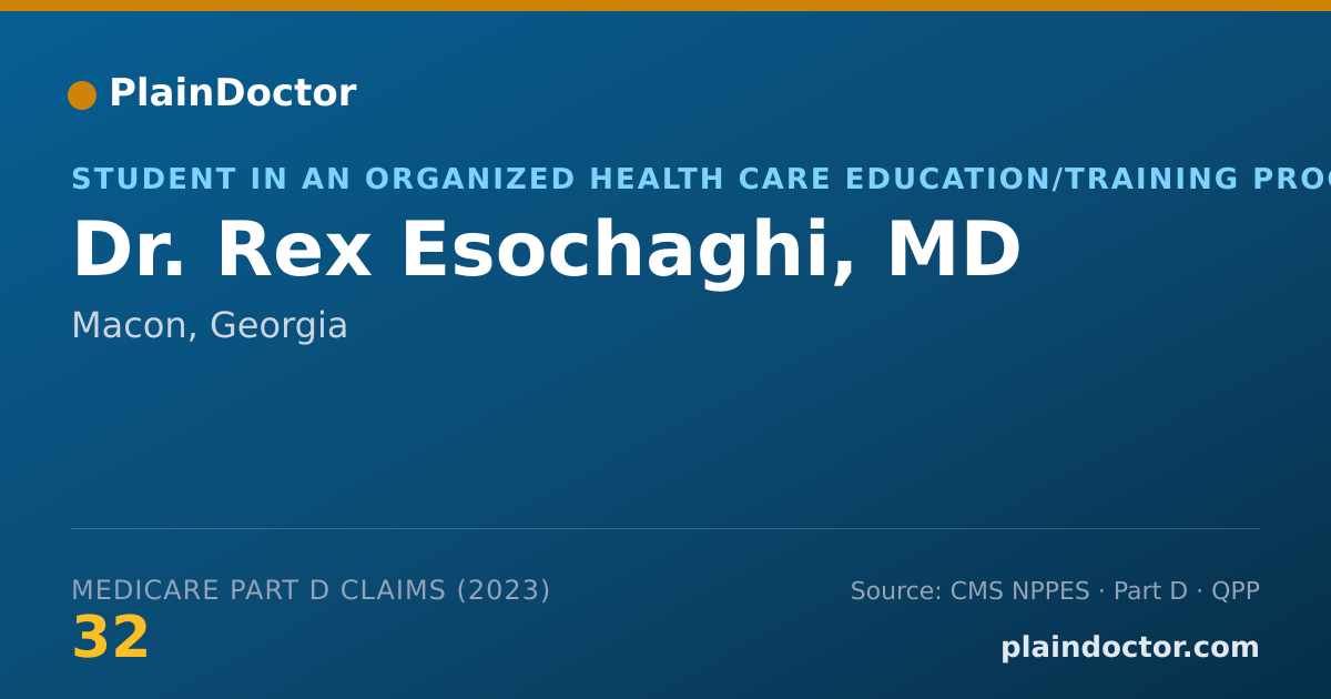 Shareable card for Rex Esochaghi, MD - Student in an Organized Health Care Education/Training Program, Macon, GA