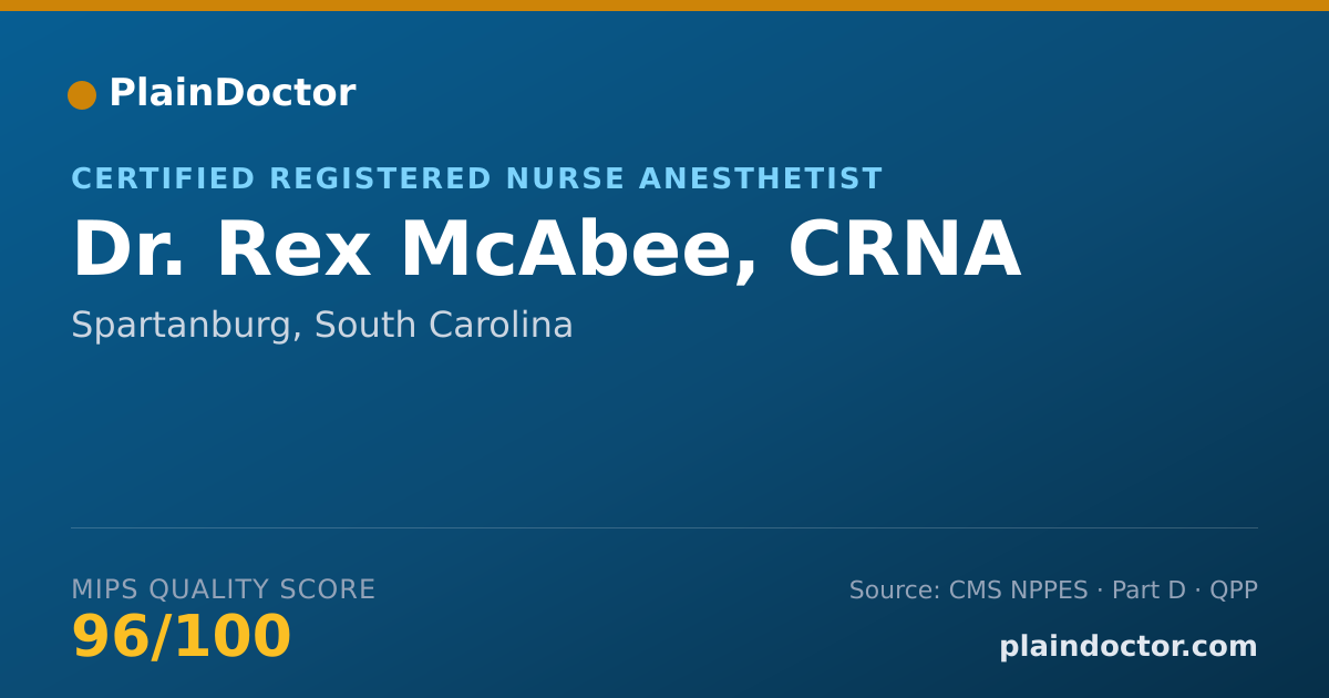 Shareable card for Rex McAbee, CRNA - Certified Registered Nurse Anesthetist, Spartanburg, SC