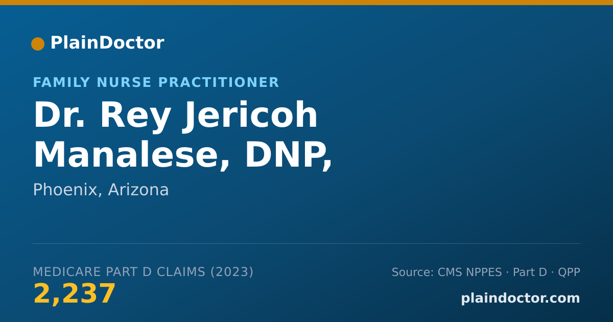 Shareable card for Rey Jericoh Manalese, DNP, PMHNP-BC - Family Nurse Practitioner, Phoenix, AZ