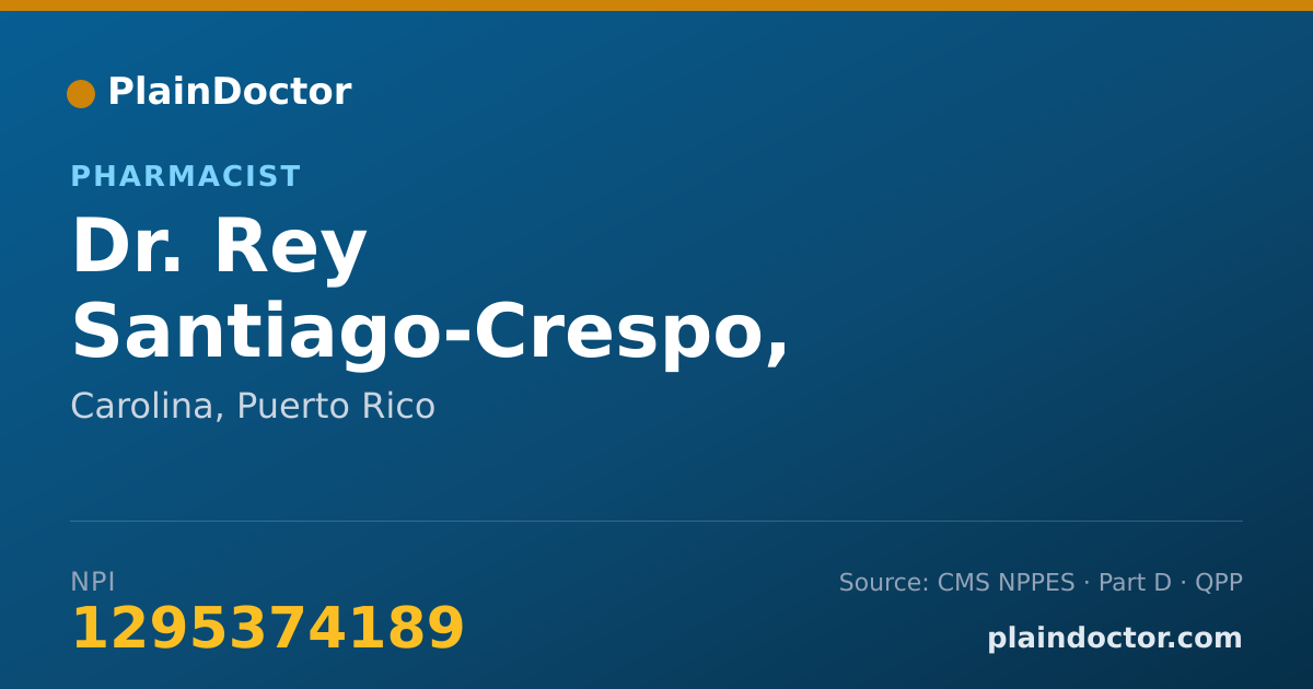 Shareable card for Rey Santiago-Crespo, PHARMD - Pharmacist, Carolina, PR